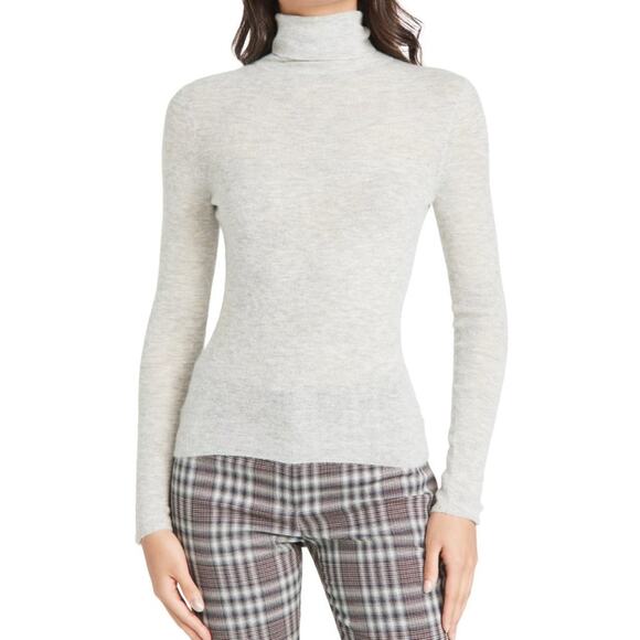 New 360 SWEATER Janelle Fitted Turtleneck in Light Heather Grey Women's Size L - Picture 1 of 12